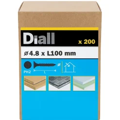 Vis pour plaque de plâtre (universelle), noir mat, 4,8x100 mm - 200 pièces-Diall Sale