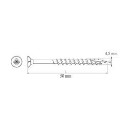 Vis pour terrasse Pozidriv acier 4,5 x 50 mm , 250 pièces-Diall Clearance