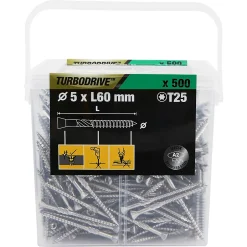 Vis pour terrasse Torx acier inoxydable A2 5 x 60 mm , 500 pièces^TurboDrive New