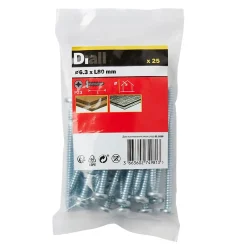 Vis zinguée autoperceuses à tête cylindrique, 6,3x80 mm - 25 pièces-Diall