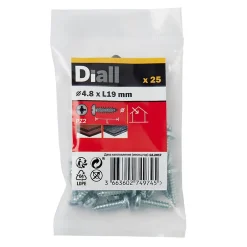 Vis zinguée autoperceuses à tête pozidriv 4,8x19 mm, 25 pièces^Diall New