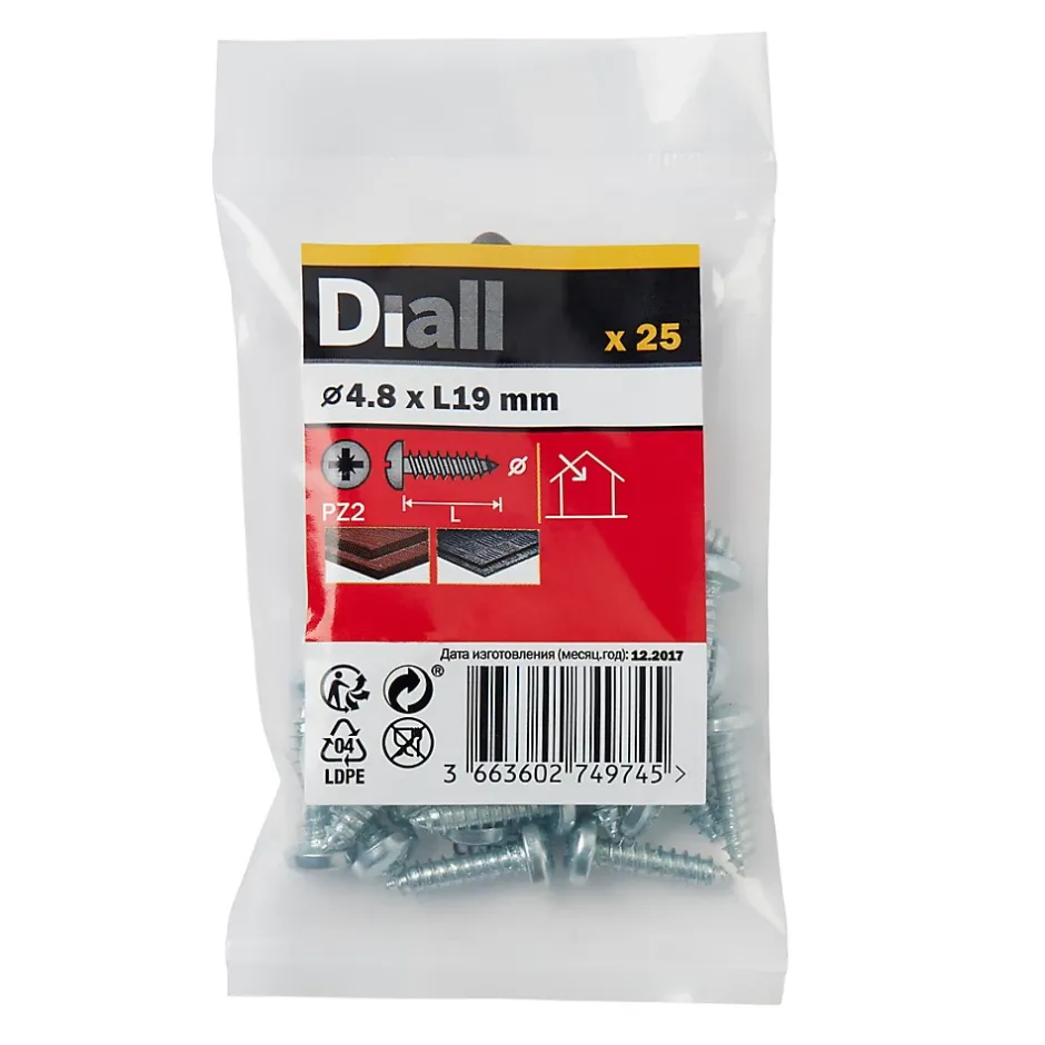Vis zinguée autoperceuses à tête pozidriv 4,8x19 mm, 25 pièces^Diall New
