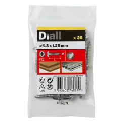 Vis zinguée autoperceuses à tête cylindrique acier inoxydable A2, 4,8x25 mm - 25 pièces^Diall Clearance