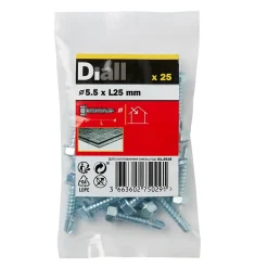 Vis zinguée autoperceuses à tête hexagonale, 5,5x25 mm - 25 pièces^Diall Outlet