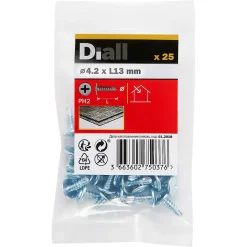 Vis zinguée autoperceuses à tête à collerette, 4,2x13 mm - 25 pièces-Diall Clearance