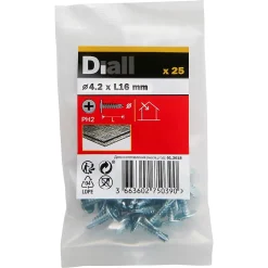 Vis zinguée autoperceuses à tête à collerette, 4,2x16 mm - 25 pièces-Diall