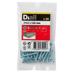 Vis zinguée autoperceuses fraisées, 4,2x32 mm - 25 pièces^Diall