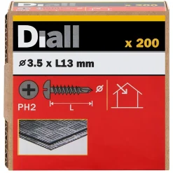 Vis zinguée autoperceuses à tête cylindrique, 3,5x13 mm - 200 pièces^Diall Hot