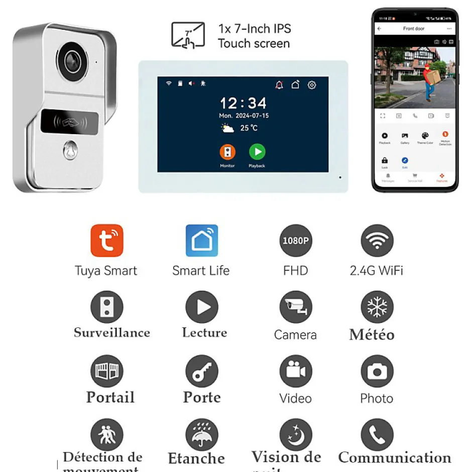 Visiophone connecté 2 fils avec lecteur RFID et enregistreur de visiteurs^Automatisme Passion New