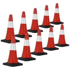 10x Cône de signalisation routière rouge/blanc PVC 51 cm bandes réfléchissantes-ECD Germany Sale