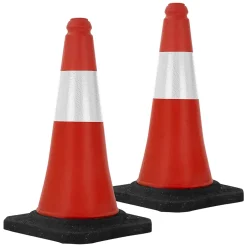 2x Cône de signalisation routière rouge/blanc en PVC 51cm bandes réfléchissantes^ECD Germany Clearance