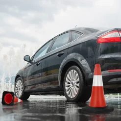 2x Cône de signalisation routière rouge/blanc en PVC 51cm bandes réfléchissantes^ECD Germany Clearance