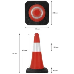 4x Cône de signalisation routière rouge/blanc en PVC 51cm bandes réfléchissantes-ECD Germany Clearance