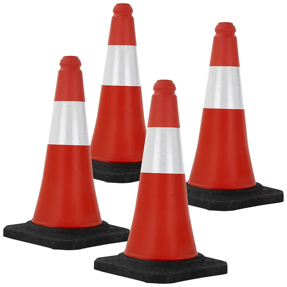 4x Cône de signalisation routière rouge/blanc en PVC 51cm bandes réfléchissantes-ECD Germany Clearance