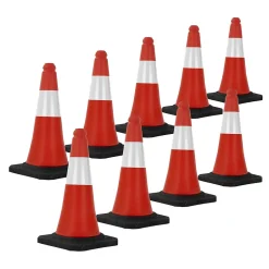 9x Cône de signalisation routière rouge/blanc en PVC 51cm bandes réfléchissantes^ECD Germany Best