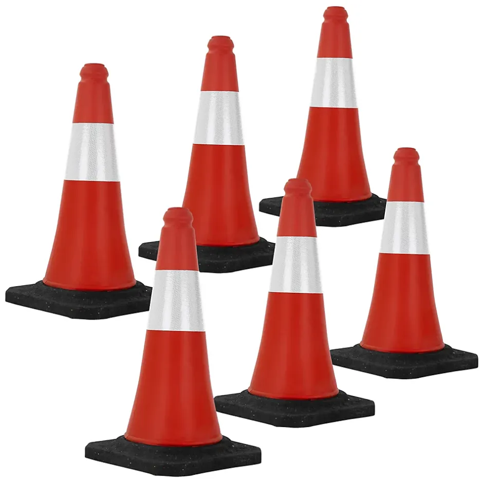 6x Cône de signalisation routière rouge/blanc en PVC 51cm bandes réfléchissantes-ECD Germany New