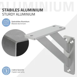 4x Equerres Etagere mural support d'angle en aluminium argent-Ml-Design Outlet