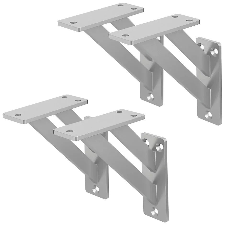 4x Equerres Etagere mural support d'angle en aluminium argent-Ml-Design Outlet