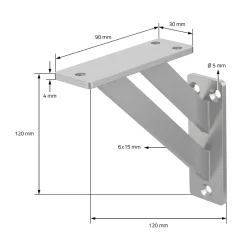 4x Equerres Etagere mural support d'angle en aluminium argent-Ml-Design Outlet