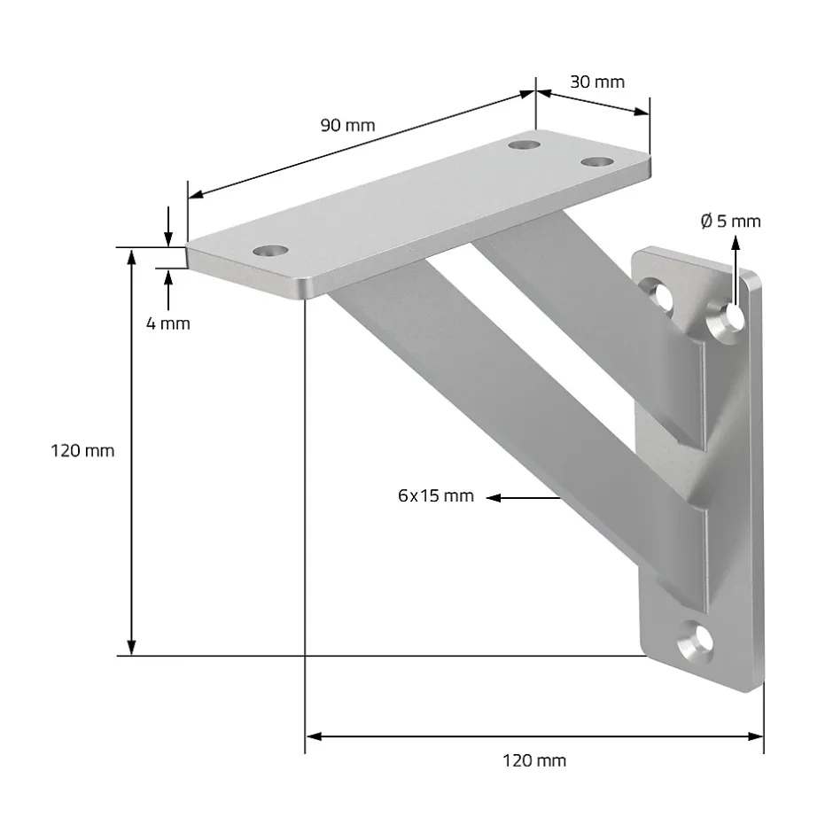 4x Equerres Etagere mural support d'angle en aluminium argent-Ml-Design Outlet