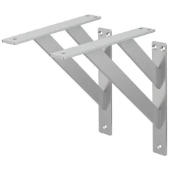 2x Equerres Etagere mural support d'angle en aluminium argent-Ml-Design Outlet