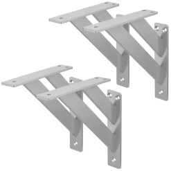 4x Equerres Etagere mural support d'angle en aluminium argent^Ml-Design Best
