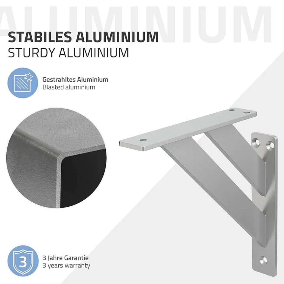 4x Equerres Etagere mural support d'angle en aluminium argent^Ml-Design Best