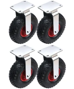 300x4 260mm pneumatique 10 pouces roulettes en acier centre fixe gonflé (Lot de 4)^Parnells