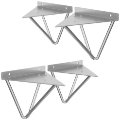4x Support Etagere d'angle triangle en métal gris avec vis 160 mm-Ml-Design Discount