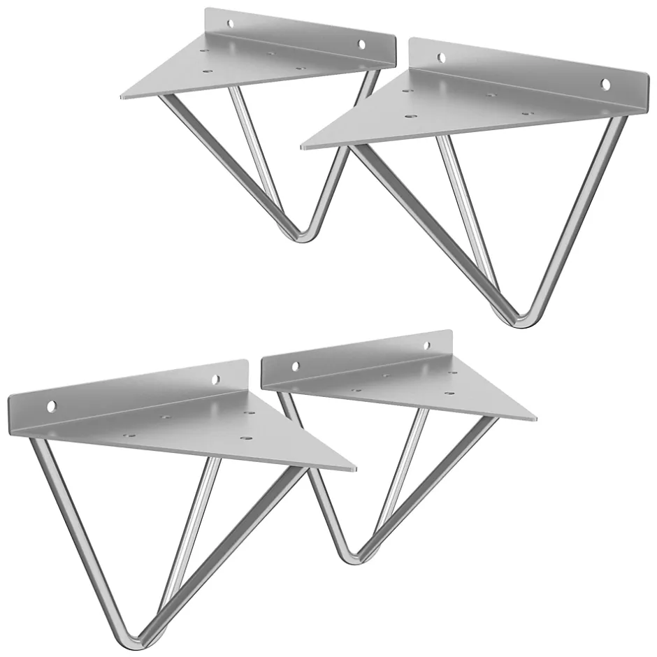 4x Support Etagere d'angle triangle en métal gris avec vis 160 mm-Ml-Design Discount
