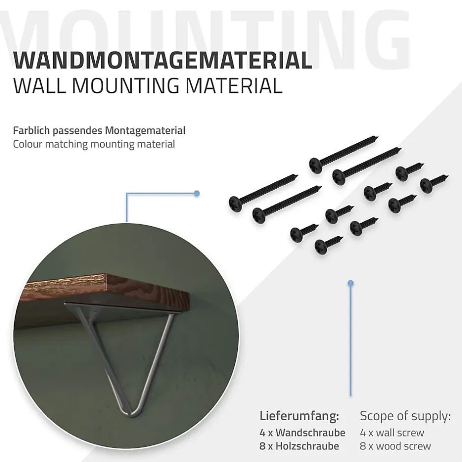 4x Support Etagere d'angle triangle en métal gris avec vis 160 mm-Ml-Design Discount