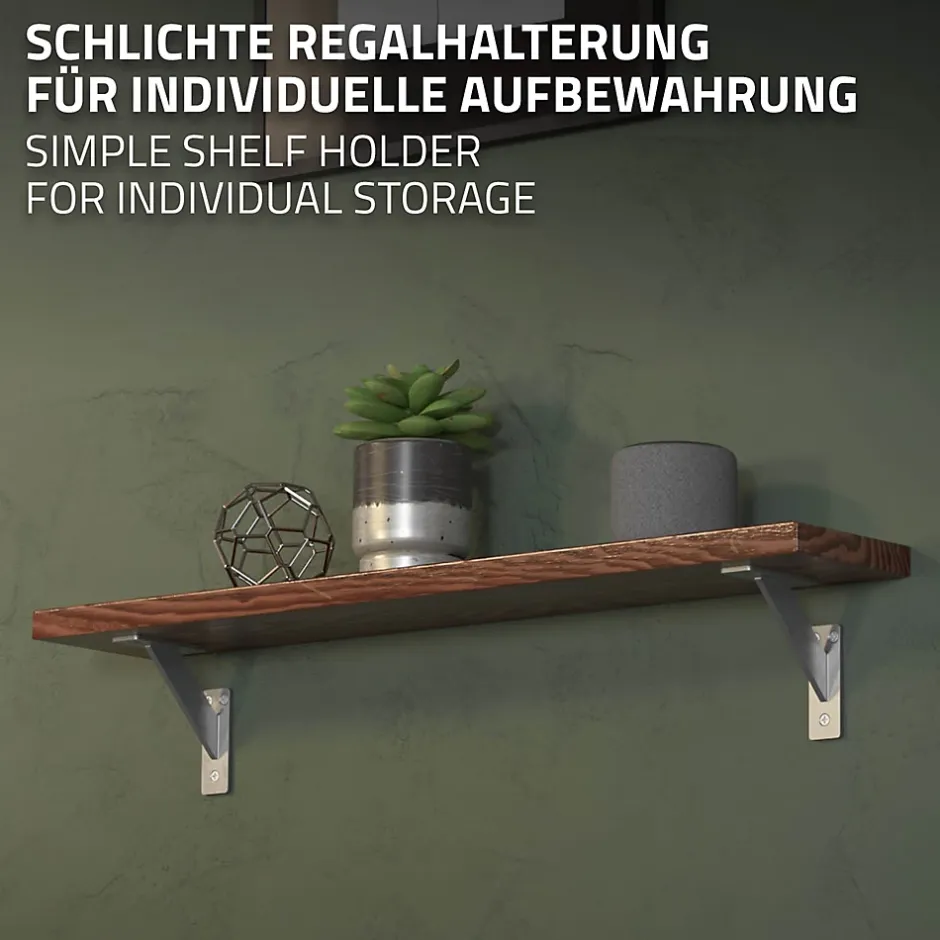 4x Support Etagere murale fixation flottante aluminium argent^Ml-Design Best