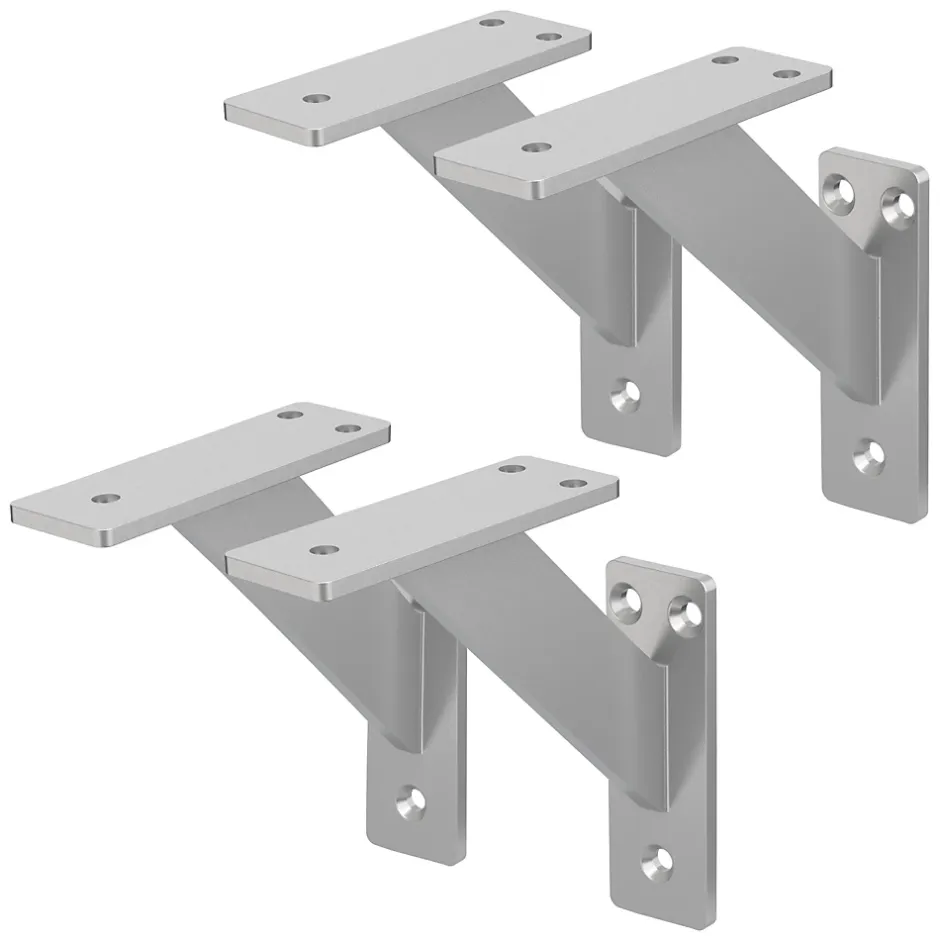 4x Support Etagere murale fixation flottante aluminium argent^Ml-Design Best