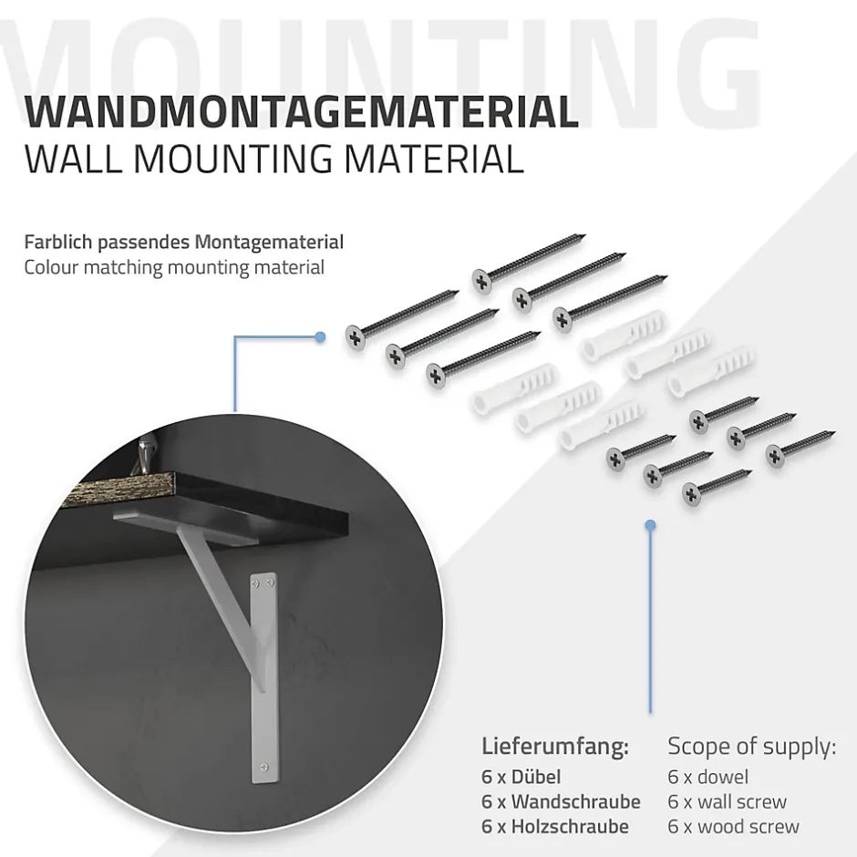 4x Support Etagere murale fixation flottante aluminium blanc^Ml-Design Discount