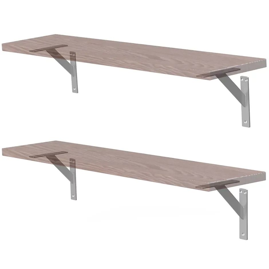 4x Support Etagere murale fixation flottante aluminium argent^Ml-Design Outlet