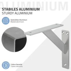 4x Support Etagere murale fixation flottante aluminium argent^Ml-Design Outlet