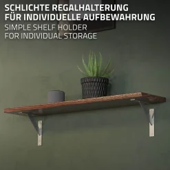 4x Support Etagere murale fixation flottante aluminium argent^Ml-Design Outlet