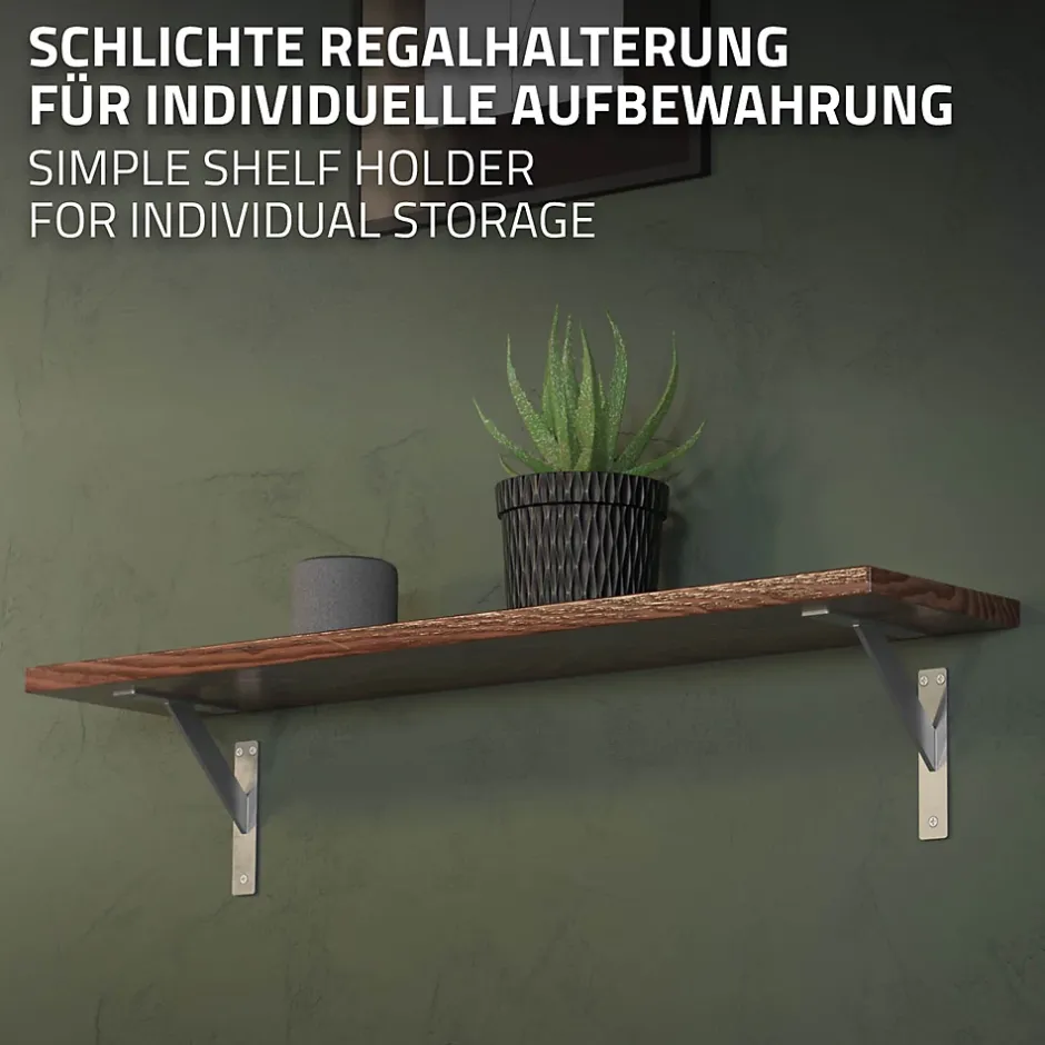 4x Support Etagere murale fixation flottante aluminium argent^Ml-Design Outlet