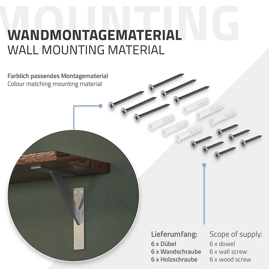 4x Support Etagere murale fixation flottante aluminium argent^Ml-Design Outlet