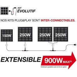 - Panneau solaire Kit Home 250W, IP67, Onduleur WIFI, Câble 3m - ENKHOME250W-Xanlite Outlet