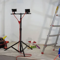 - Projecteur de Chantier LED sur Pied, Filaire, x2 Projecteurs 20 W, 2800 Lumens - PR20W2T^Xanlite