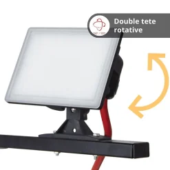 - Projecteur de Chantier LED sur Pied, Filaire, x2 Projecteurs 20 W, 2800 Lumens - PR20W2T^Xanlite